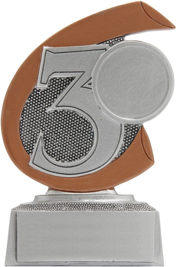 Trofee Nummer 3 Brons//Zilver 10 cm Derde Prijs Vis Wedstrijd Viswedstrijd Drie