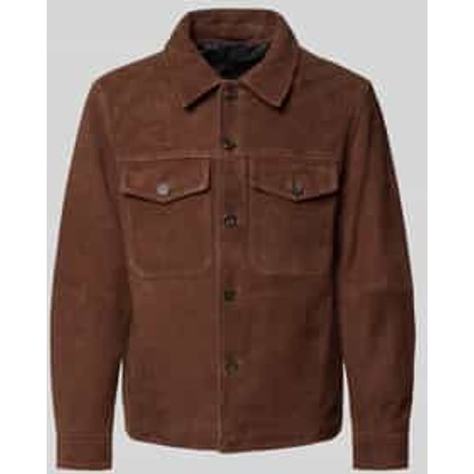 Regular fit leren jack van echt Chevreau-suède Model 'THOM'