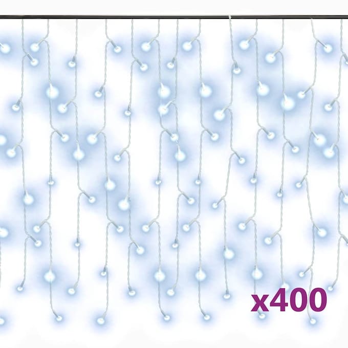 vidaXL - Lichtgordijn - met - 400 - LED's - en - 8 - functies - 10 - m - koudwit