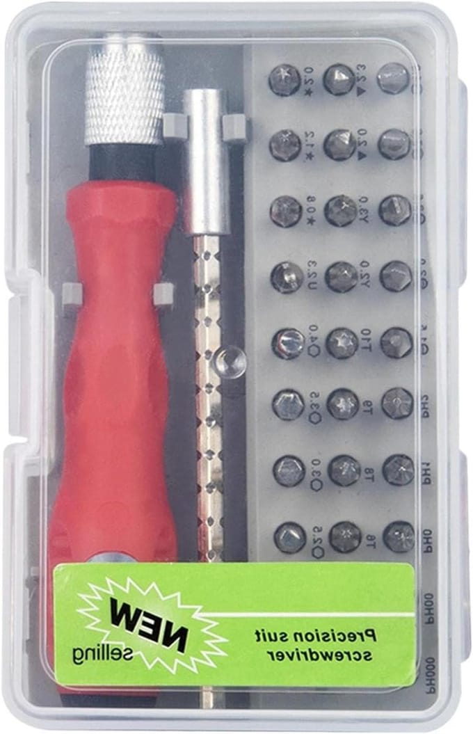 Mini Schroevendraaierset - Precisie Gereedschap - Apparaten Repareren - 32 Precisie Bits - 10.9 x 6.6 cm - Grijs