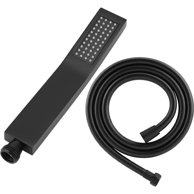 Mat Zwart Messing Vierkante Handdouche Badkamer Sproeier Handdouche met Slang black