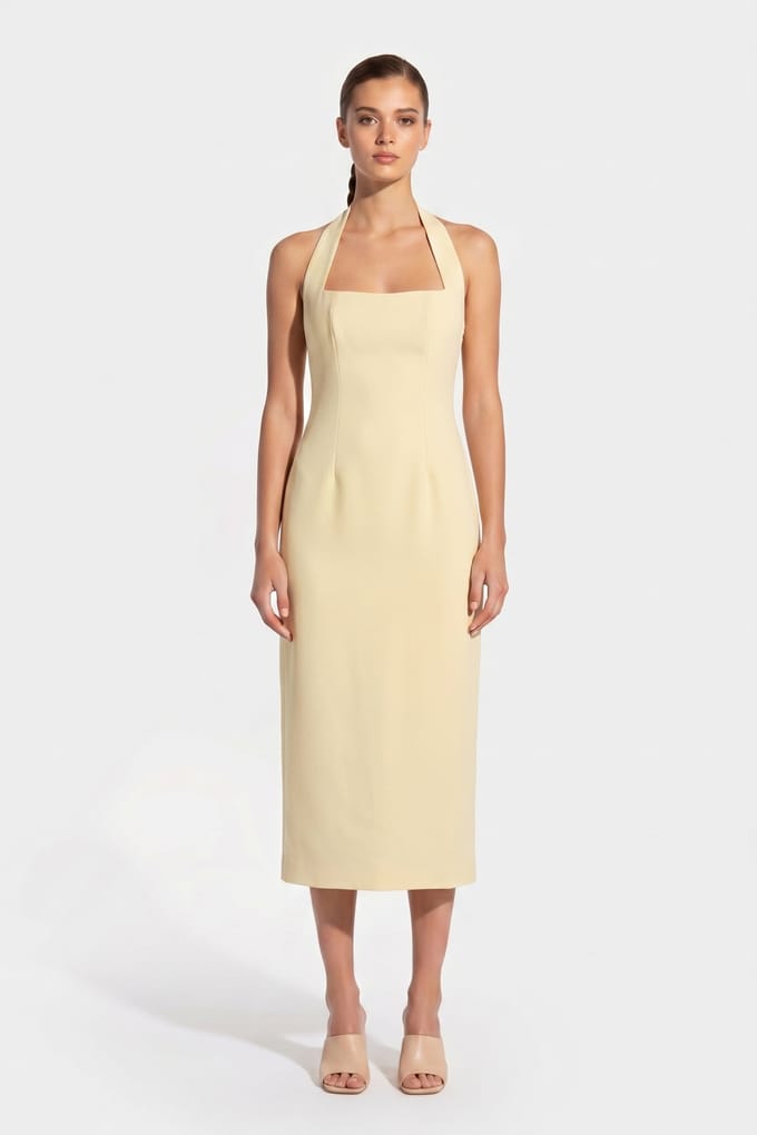 Odd Muse Halter Midi Dress Lemon Größe: XL | Midikleider Outlet | Damen