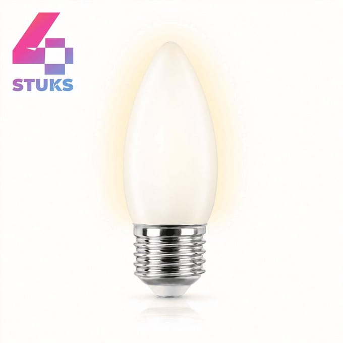 4x Kaarslamp Gloeilamp E27 - 25W - Warm Wit Licht (2700K) - 150 lm - 1 jaar - Dimbaar