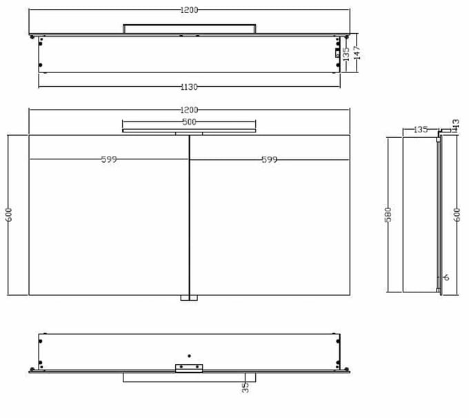 AquaVik Spiegelkast Lysande 120x60x14 cm LED