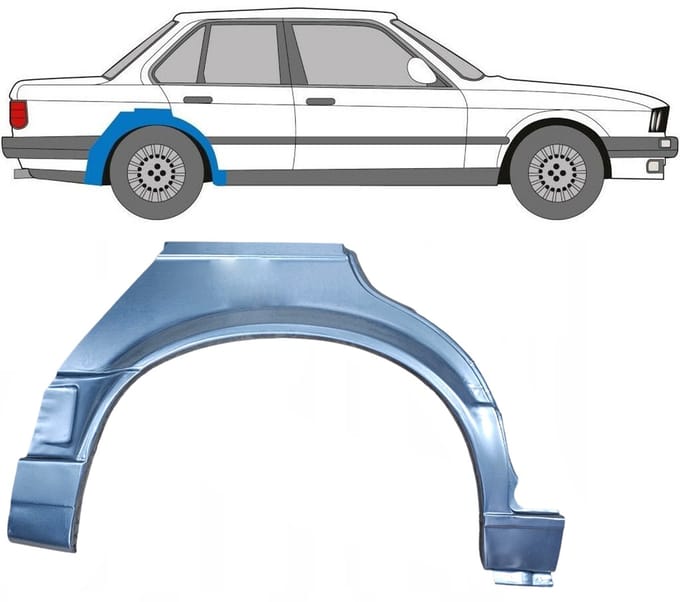 Reparatiepaneel achterspatbord voor BMW 3 E30 1987-1994 / Rechts