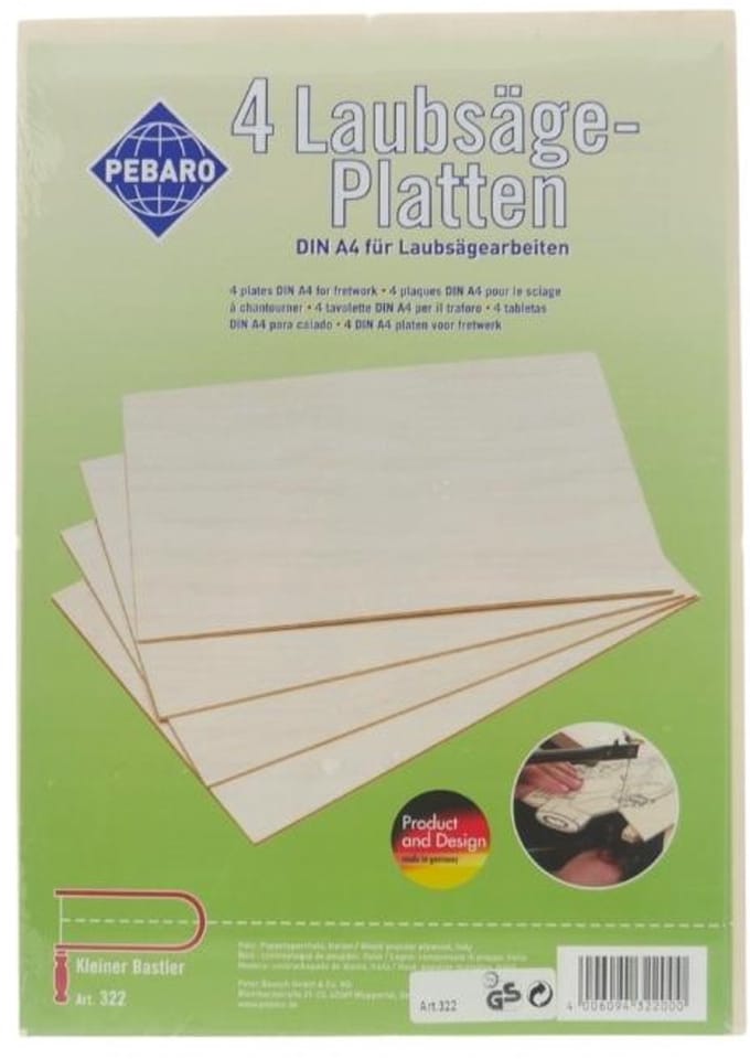 Pebaro Houten Figuurzaag Plaat Populier A4 4 stuks