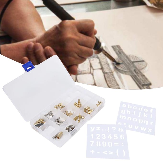 57 Delig Pyrografie Pen Punt Set Koperen Lasaccessoire Bevestigingsmateriaal voor Graveren white