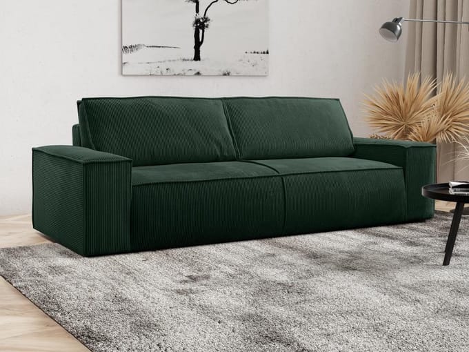 Vente-unique Vierzitsslaapbank AMELIA van PASCAL MORABITO - Ribfluweel - Spargroen