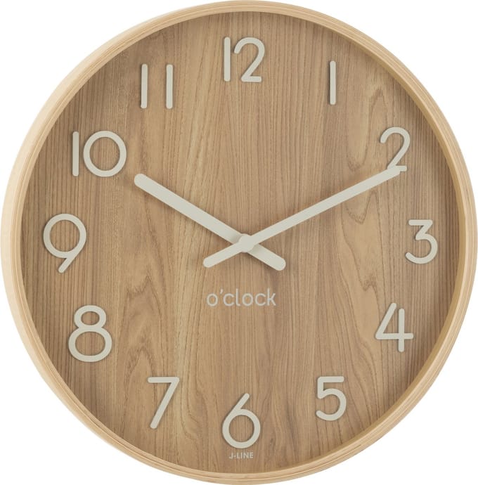 J-Line klok - multiplex/hout - licht naturel - small - Ø 53 cm