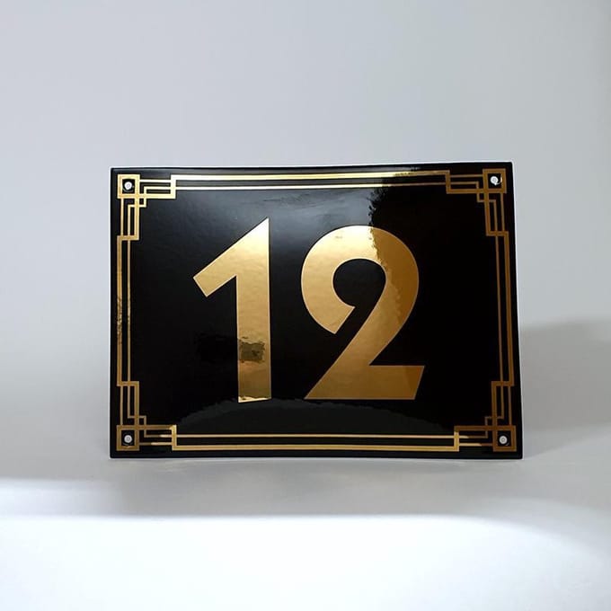 Art deco | jaren ’30 | luxe emaille huisnummer - 12