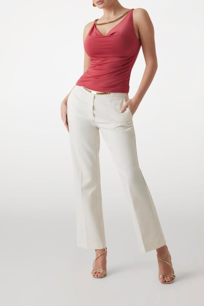 GUESS Alva Chain Sl Top Flowering Peony Maat: S | Mouwloze Tops Outlet | Dames | Roze