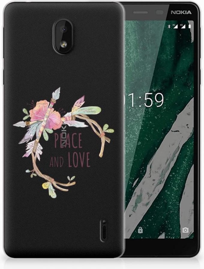 Nokia 1 Plus Telefoonhoesje met Naam Boho Text
