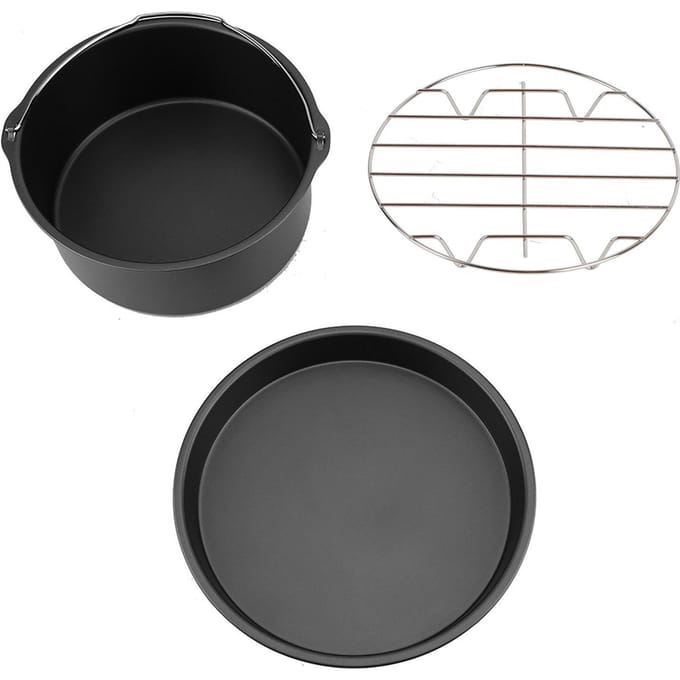 8  3 in 1 Multifunctionele Airfryer Accessoires Set Broodrek Cakevorm Pizzapan(Zwart) zwart