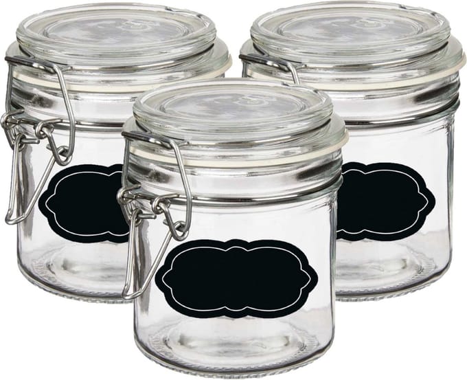 Weckpot/inmaakpot - 6x - 250 ml - glas - met beugelsluiting - incl. etiketten