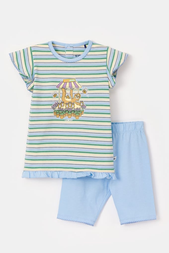 Woody Baby Meisjes Pyjama Multicolor gestreept - 6 maand