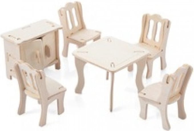De Bouwplaats Poppenhuismeubels Eetkamer - Houten bouwpakket inrichting