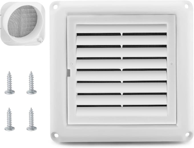 Droger Ventilatierooster - Droger Afvoer - Buiten Ventilatie - Met Vogelbeschermer - 4 inch - Wit