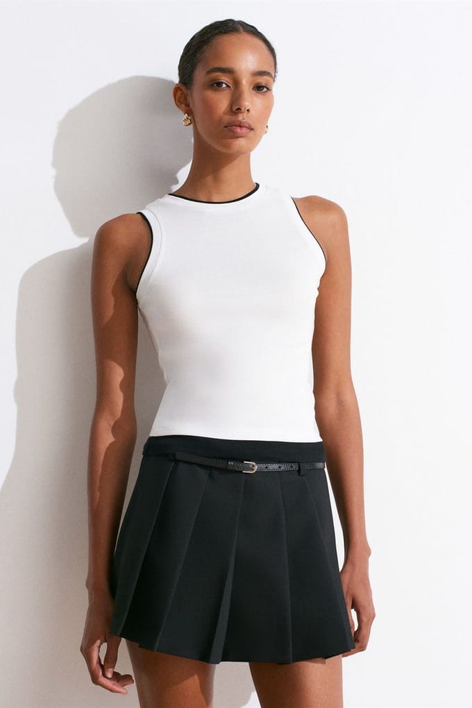 Mouwloze Ribbel Katoenen Blouse