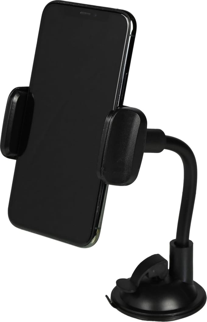Benson Universele telefoonhouder - zuignap - handsfree - duurzaam ABS - compact - zwart - 6,5 x 24 cm