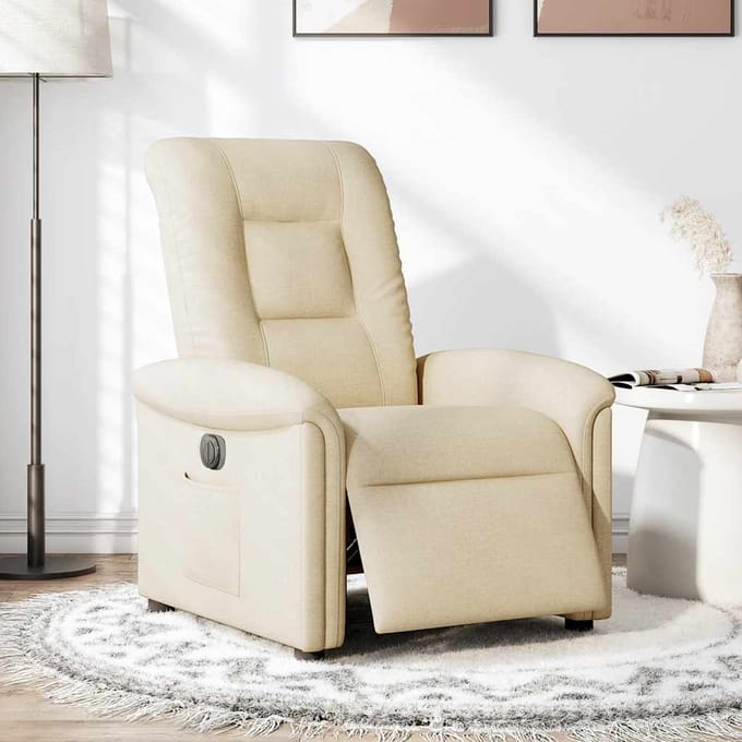 vidaXL - Fauteuil - verstelbaar - elektrisch - stof - crèmekleurig