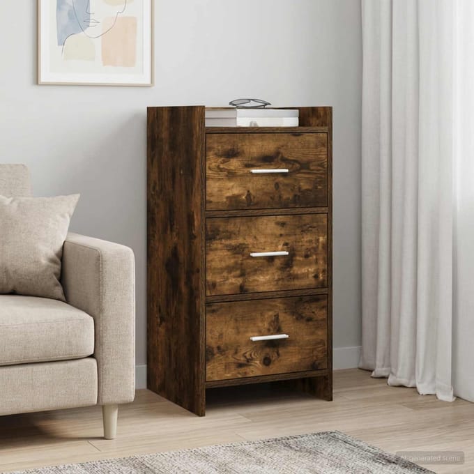 vidaXL - Dressoir - Gerookt - eiken - 40 - x - 36 - x - 80 - cm - Bewerkt - hout
