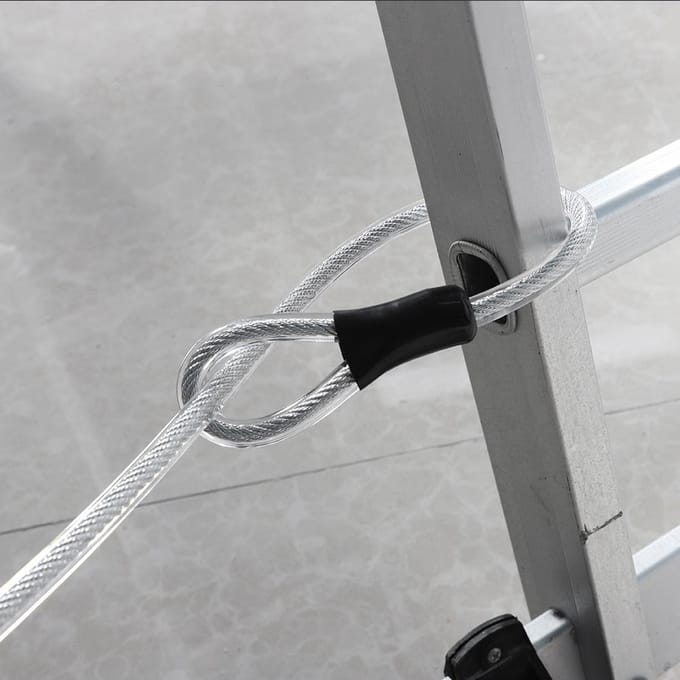 Câble de sécurité en acier durable de 120 cm de long avec extrémités bouclées scellées, diamètre 8 mm white