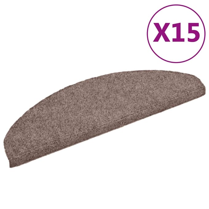 vidaXL - Trapmatten - Zelfklevend - 15 - stuks - 65x21x4 - cm - lichtbruin - Halfrond - Groot