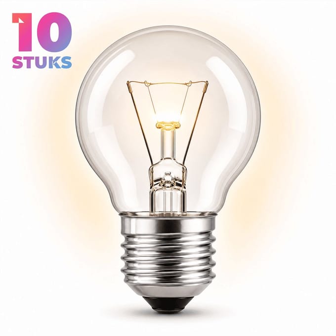 10x Kogel Gloeilamp E27 - 25W - Warm Wit Licht (2700K) - 180 lm - 1 jaar - Dimbaar - Ovenlamp max. 300 °C