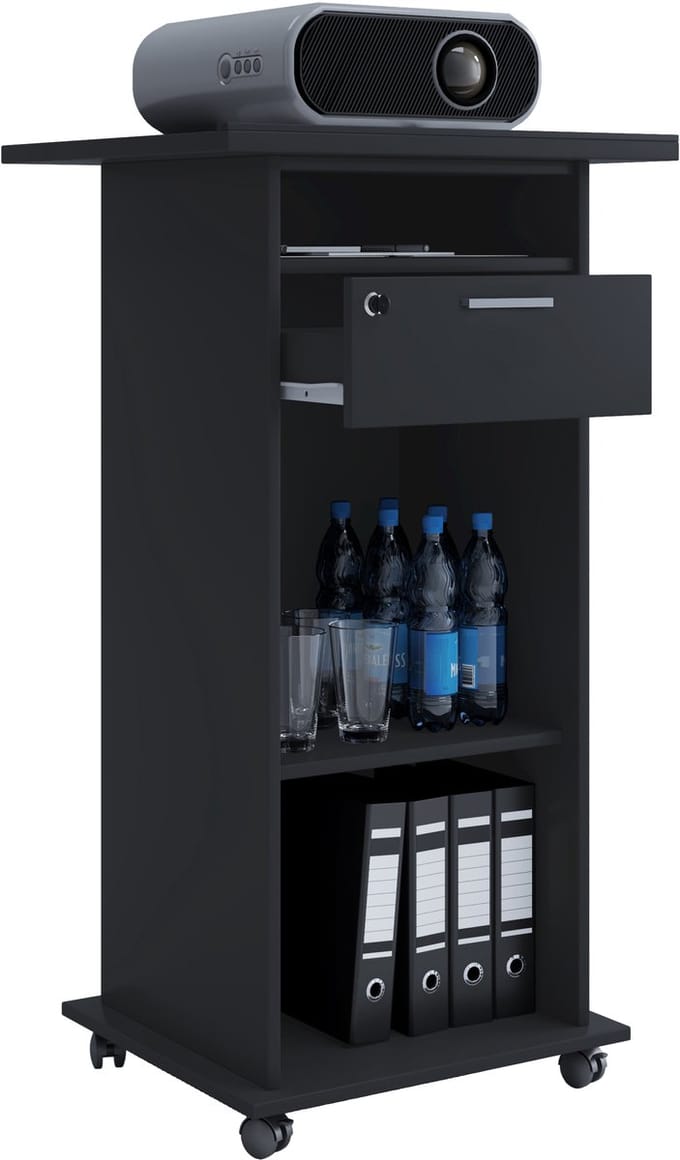 Houten tafel meubels trolley trolley standaard beamer projector wielen rollable Neta