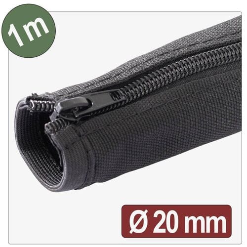 Quadrios 25CA761 25CA761 Gevlochten slang Zwart Polyester 1 m 20 mm (max) 1 m