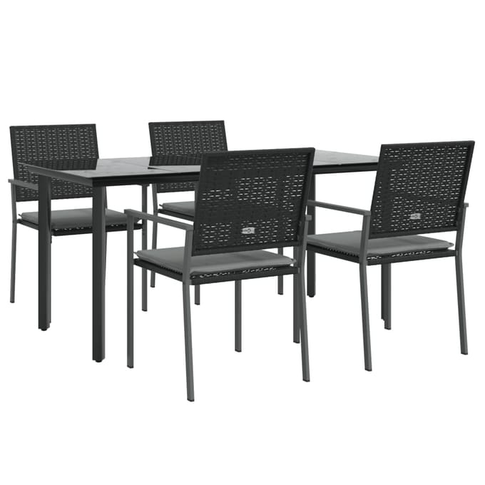 vidaXL - 5-delige - Tuinset - met - kussens - poly - rattan - en - staal