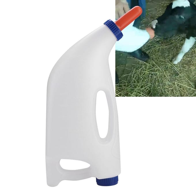 4L Kalf Koe Voeding Melkfles Bekers Zuigfles met Handvat white