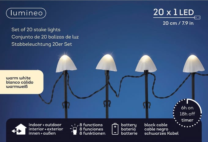 Kaemingk - Decoratieve LED Lamp - Grzybki - Op Batterijen - 20x380 cm