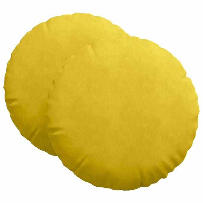 vidaXL - Zitkussens - 2 - st - Fluweel - Geel - Ø60 - x - 21 - cm