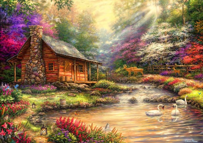 Bluebird Puzzle legpuzzel Brookside Retreat - 1000 stukjes puzzelplezier.