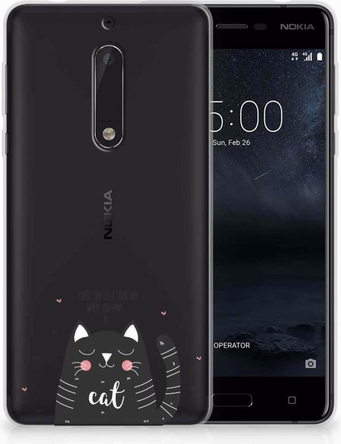 Nokia 5 Telefoonhoesje met Naam Cat Good Day