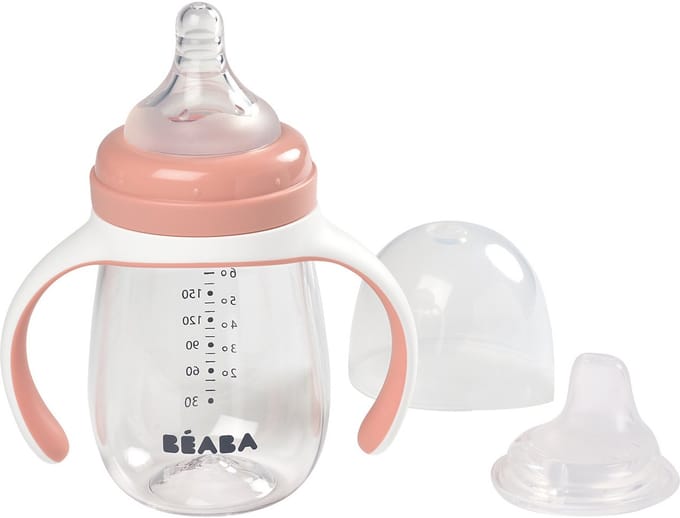 Béaba Leerbeker - 2-in-1 Meegroeibeker - 210 ml - Lekvrij & Verwijderbare Handvatten - Roze