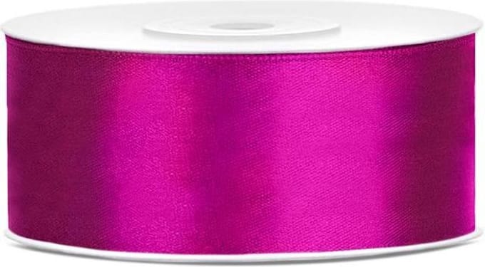 PartyDeco - Satijn lint fuchsia 25 mm /rol 25 m