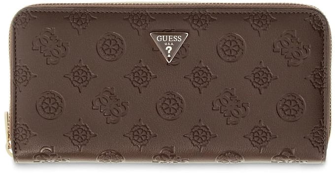 GUESS portemonnee Diana SLG Zip Around Wallet Chocolate Logo donkerbruin