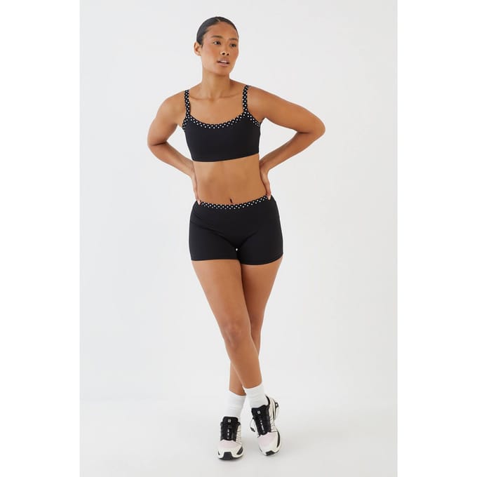 Dames Dsgn Studio Sculpt Contrast Polkadot Mini Short | Zwart | Maat: Medium