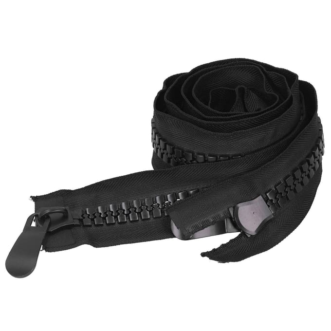 Hard plastic polyester met extra grote open ritssluiting voor doe-het-zelf naaiprojecten, kleding maken, tassen, tenten, 120 cm black