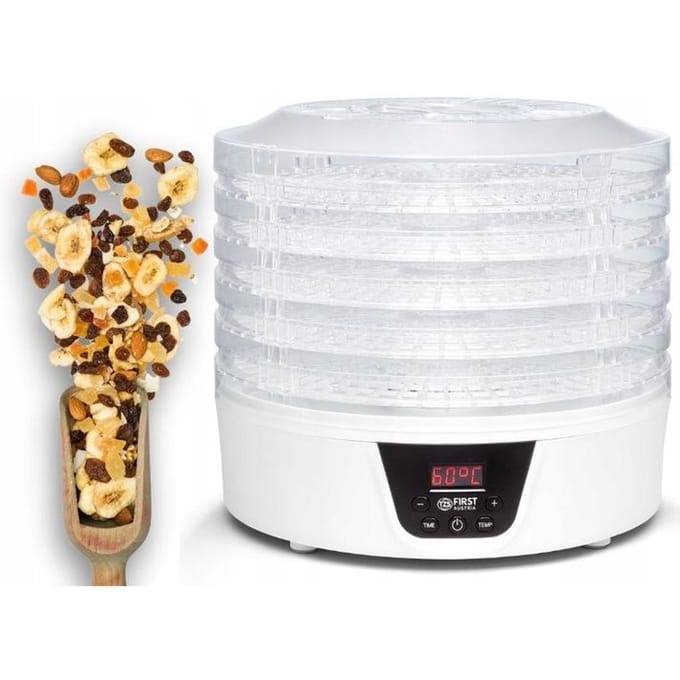TZS First Austria Voedseldroger - Dehydrator 5 Laags - 380W - 35°C tot 70°C - Wit