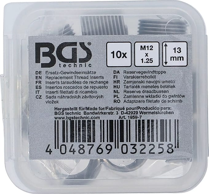 BGS Reserve draadbussen - M12 x 1,25 - 10 delig
