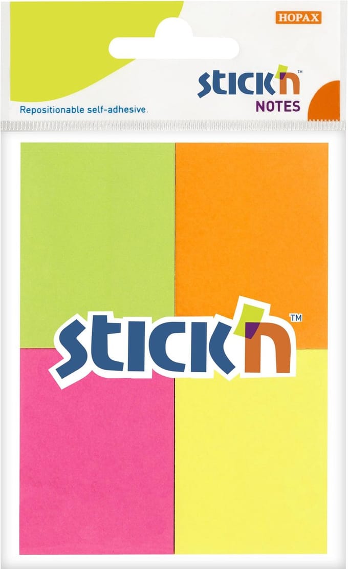 Stick'n kleine sticky notes - 38x51mm - 4x neon - 200 memoblaadjes