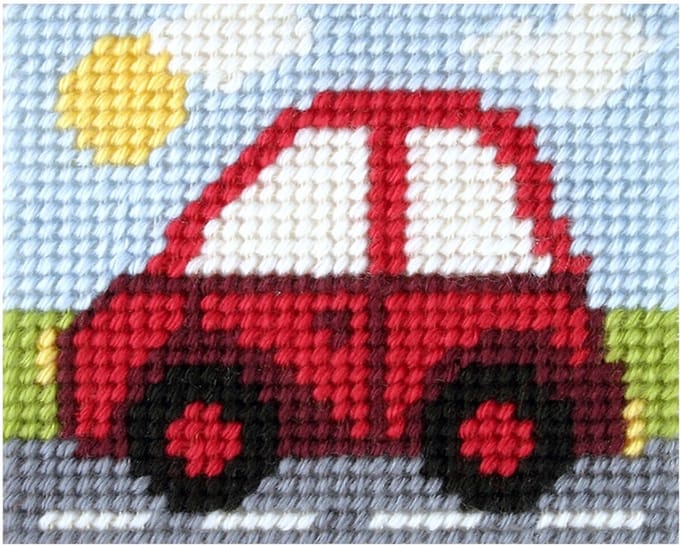 Orchidea MY FIRST EMBROIDERY - Borduren voor kinderen - RODE AUTO