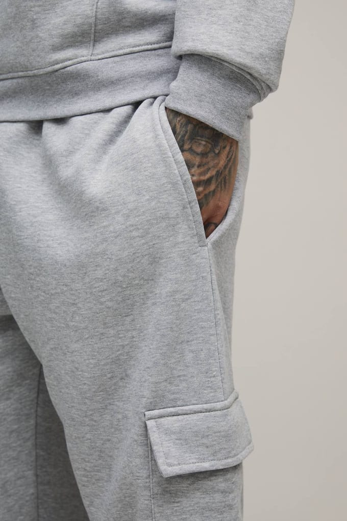 Tall Essential Straight Leg Cargo Joggers | Grey Marl | Size Small
