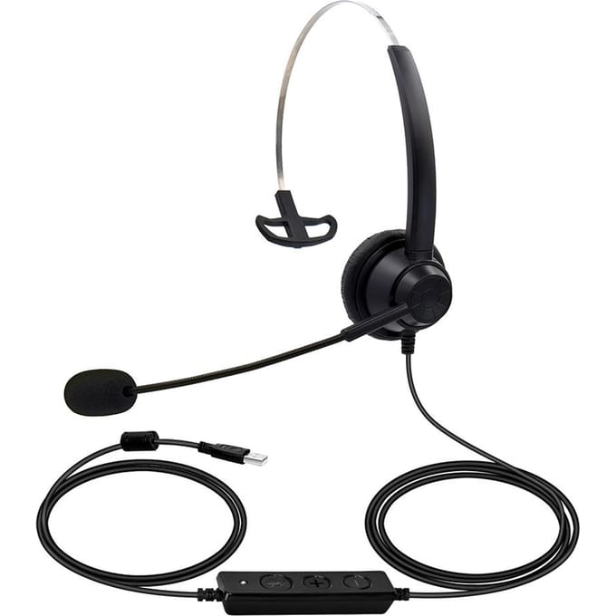 USB Bedrade Computerheadset met Microfoon Universele Kantoor Callcenter Enkelzijdige Koptelefoon zwart
