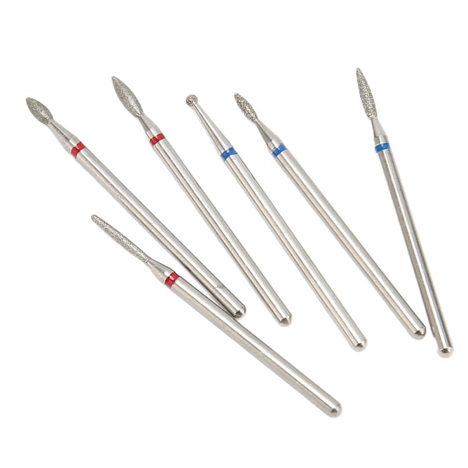 Lot de 6 forets à cuticules portables pour manucure et pédicure pink