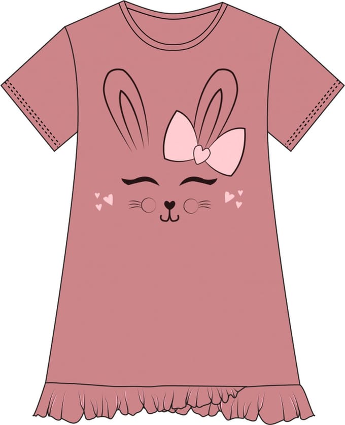 Fun2Wear - Happy Bunny Groot shirt | Dusty Rose - Katoen - Maat 98