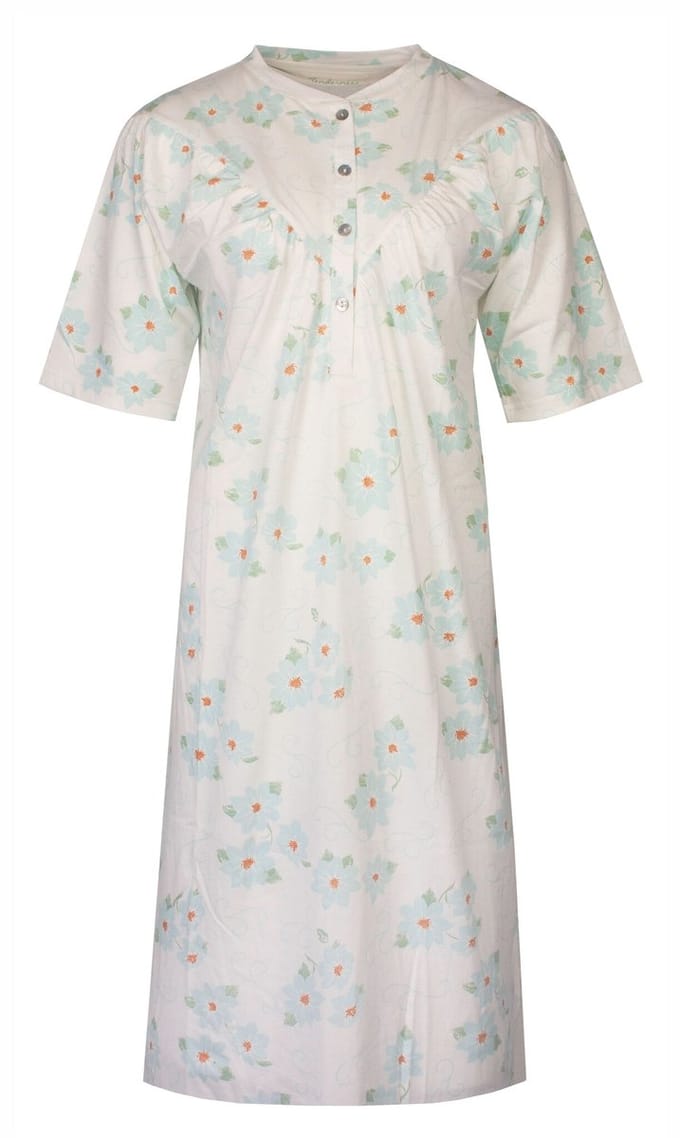 Tenderness Dames Nachthemd - Slaapkleedje - Beige Blauw - Maat S